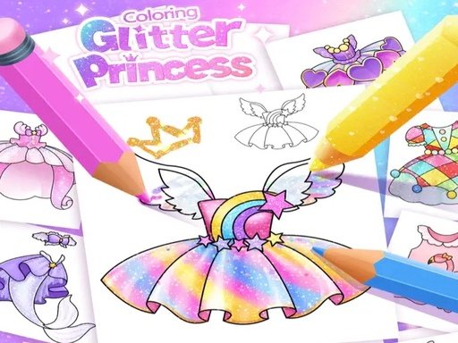 Princess Coloring Glitter For Girl Jump
